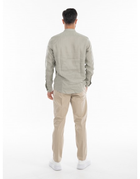 OVER-D Πουκάμισο λινό mao OE1S2S4C48 Λαδί OVER-D - 9