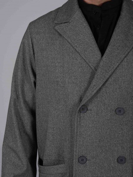 NINETEEN Σακάκι σταυροκουμπωτό X24-1035 Γκρι μελανζέ NINETEEN - 3