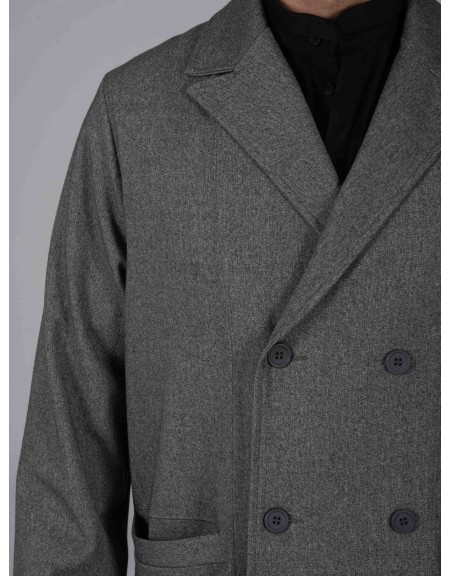 NINETEEN Σακάκι σταυροκουμπωτό X24-1035 Γκρι μελανζέ NINETEEN - 3