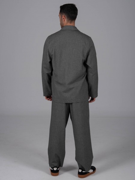 NINETEEN Σακάκι σταυροκουμπωτό X24-1035 Γκρι μελανζέ NINETEEN - 5