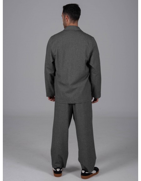 NINETEEN Σακάκι σταυροκουμπωτό X24-1035 Γκρι μελανζέ NINETEEN - 5