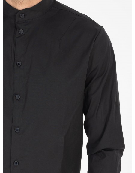 NINETEEN Πουκάμισο mao K25-1012 Μαύρο NINETEEN - 5