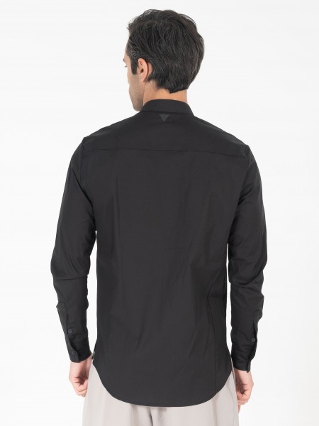 NINETEEN Πουκάμισο mao K25-1012 Μαύρο NINETEEN - 2