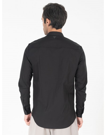 NINETEEN Πουκάμισο mao K25-1012 Μαύρο NINETEEN - 2