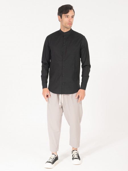 NINETEEN Πουκάμισο mao K25-1012 Μαύρο NINETEEN - 4