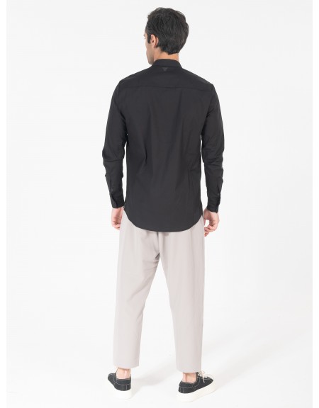 NINETEEN Πουκάμισο mao K25-1012 Μαύρο NINETEEN - 3