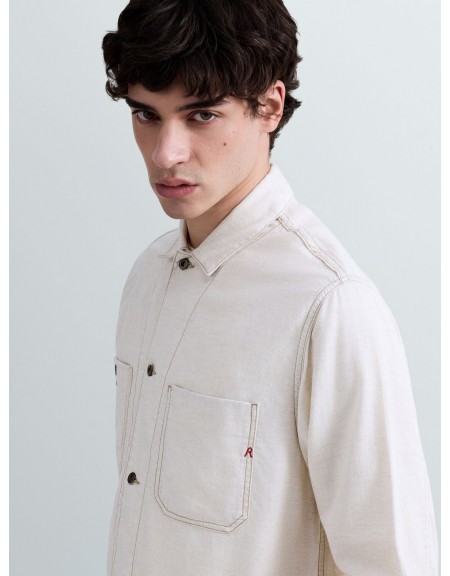 REPLAY Πουκάμισο - Jacket MV864E.000.238 07A Μπεζ REPLAY - 3