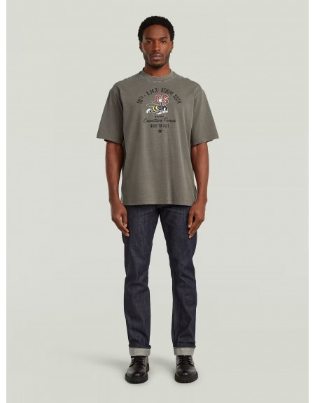 G-STAR RAW T-shirt D29297-E401-C982 FRONT GR ANGRY BEE LOOSE R T Γκρι - Λαδί G-STAR RAW - 6