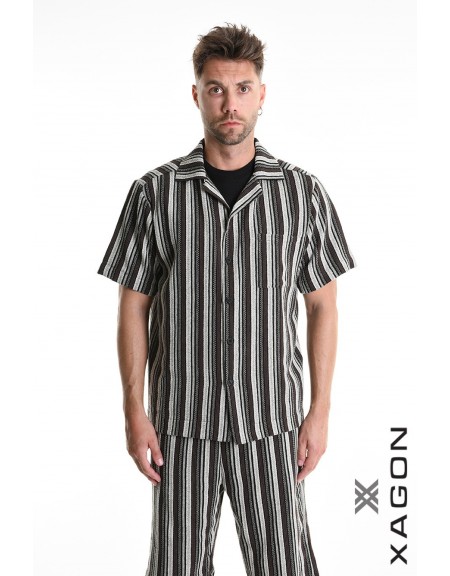 XAGON MAN Πουκάμισο ριγέ 2MD513C Μαύρο - Γκρι XAGON MAN - 1