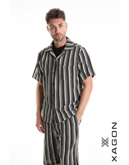 XAGON MAN Πουκάμισο ριγέ 2MD513C Μαύρο - Γκρι XAGON MAN - 6