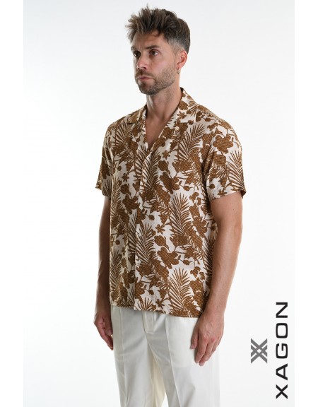 XAGON MAN Short-sleeved shirt 2PACANA Floral - Beige - Olive XAGON MAN - 4
