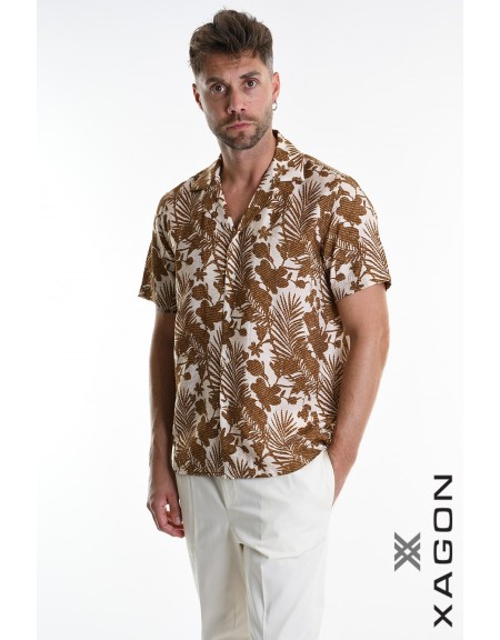 XAGON MAN Short-sleeved shirt 2PACANA Floral - Beige - Olive XAGON MAN - 3