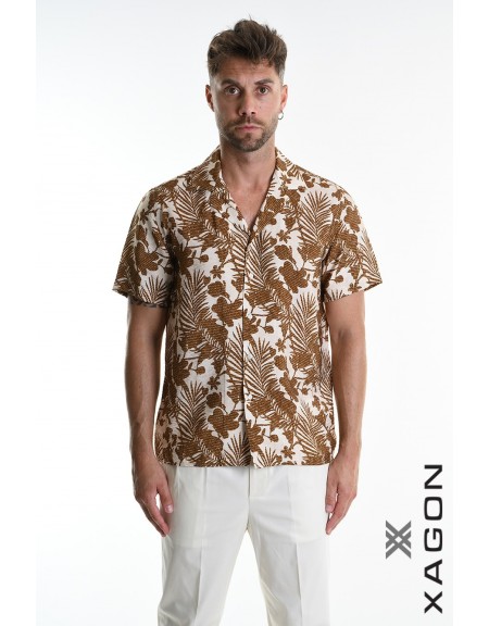 XAGON MAN Short-sleeved shirt 2PACANA Floral - Beige - Olive XAGON MAN - 1