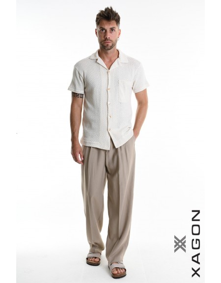 XAGON MAN Πουκάμισο κοντομάνικο 2MD507C Εκρού XAGON MAN - 5