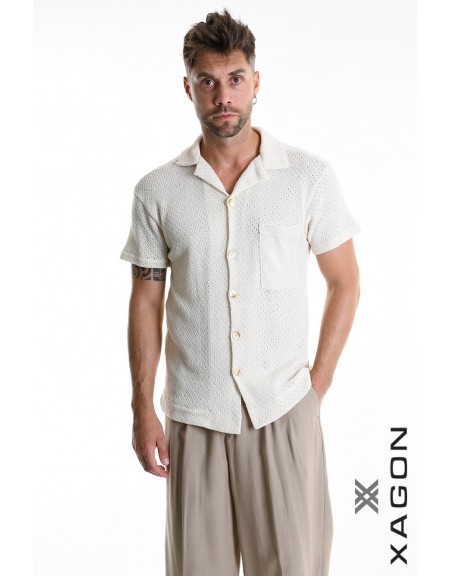 XAGON MAN Πουκάμισο κοντομάνικο 2MD507C Εκρού XAGON MAN - 6