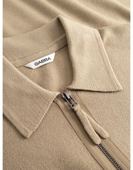 GABBA Knitted blouse ADRIEL HALF ZIP LUME LS Beige GABBA - 3