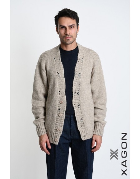 XAGON MAN Ζακέτα πλεκτή 2KOTTUC Μπεζ XAGON MAN - 1