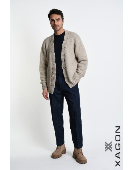 XAGON MAN Ζακέτα πλεκτή 2KOTTUC Μπεζ XAGON MAN - 3