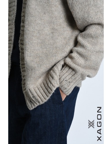 XAGON MAN Ζακέτα πλεκτή 2KOTTUC Μπεζ XAGON MAN - 7