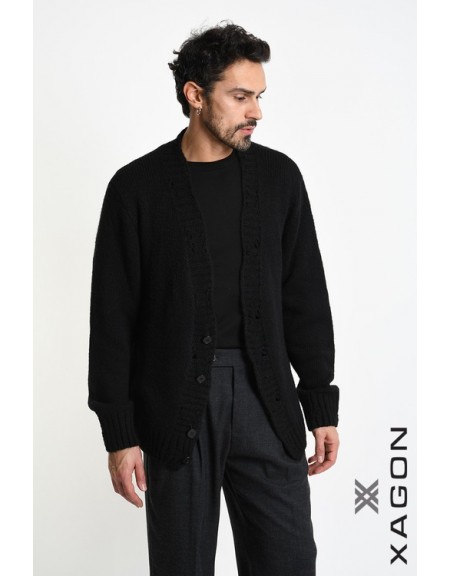 XAGON MAN Ζακέτα πλεκτή 2KOTTUC Μαύρο XAGON MAN - 4