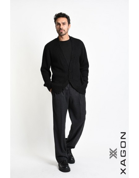 XAGON MAN Ζακέτα πλεκτή 2KOTTUC Μαύρο XAGON MAN - 3