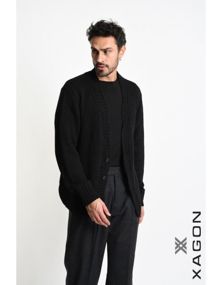 XAGON MAN Ζακέτα πλεκτή 2KOTTUC Μαύρο XAGON MAN - 10