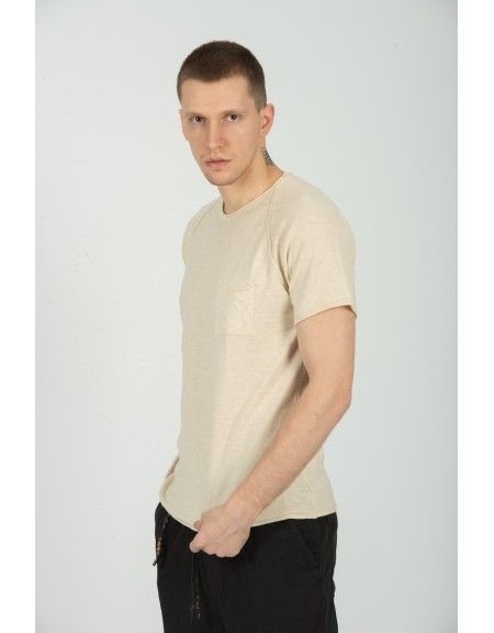 XAGON MAN t-shirt D12501 μπεζ XAGON MAN - 3