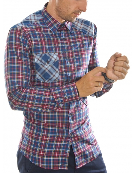 Papilio Garamas πουκάμισο PG-221/1 μπλε καρό PAPILIO GARAMAS - 4