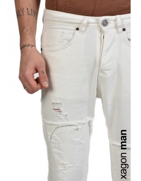 XAGON MAN Jean Παντελόνι USTRON Λευκό XAGON MAN - 2