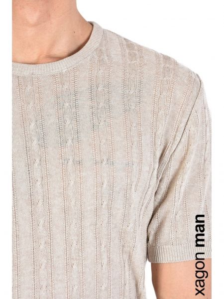 XAGON MAN T-shirt knitted yarn J01204 Beige XAGON MAN - 4