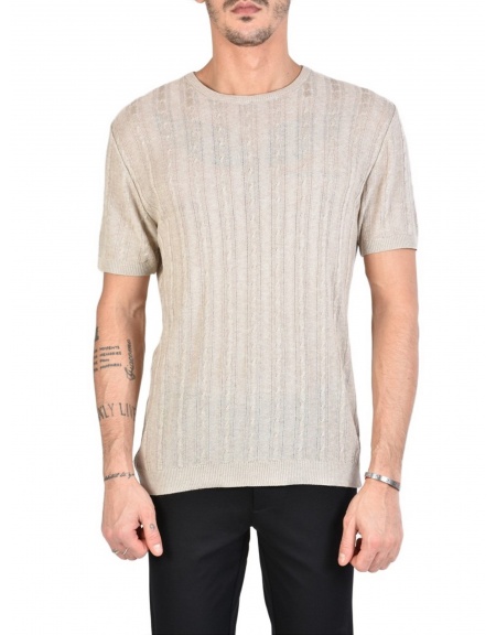 XAGON MAN T-shirt πλεκτό νημάτινο J01204 Μπεζ XAGON MAN - 1