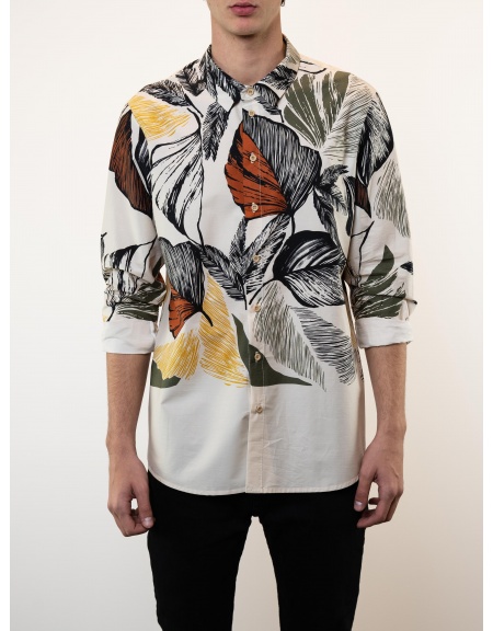 19 ATHENS Πουκάμισο K21-1003 Εμπριμέ -  Εκρού NINETEEN - 1