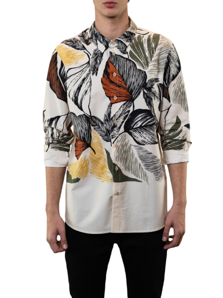 19 ATHENS Πουκάμισο K21-1003 Εμπριμέ -  Εκρού NINETEEN - 3