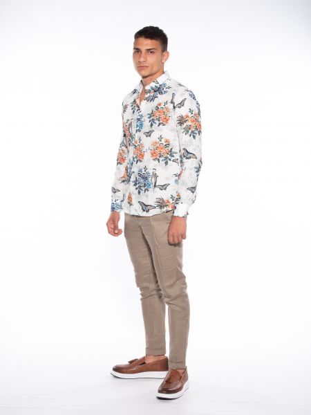 OVER-D Πουκάμισο OM834CM Εμπριμέ - Λευκό - Floral OVER-D - 7
