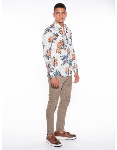 OVER-D Πουκάμισο OM834CM Εμπριμέ - Λευκό - Floral OVER-D - 6