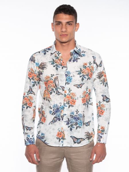 OVER-D Πουκάμισο OM834CM Εμπριμέ - Λευκό - Floral OVER-D - 1