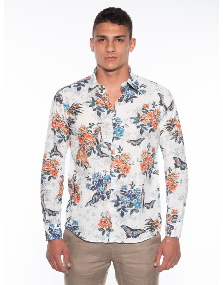 OVER-D Πουκάμισο OM834CM Εμπριμέ - Λευκό - Floral OVER-D - 1