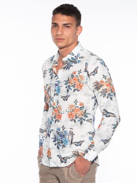 OVER-D Shirt OM834CM Printed - White - Floral OVER-D - 4