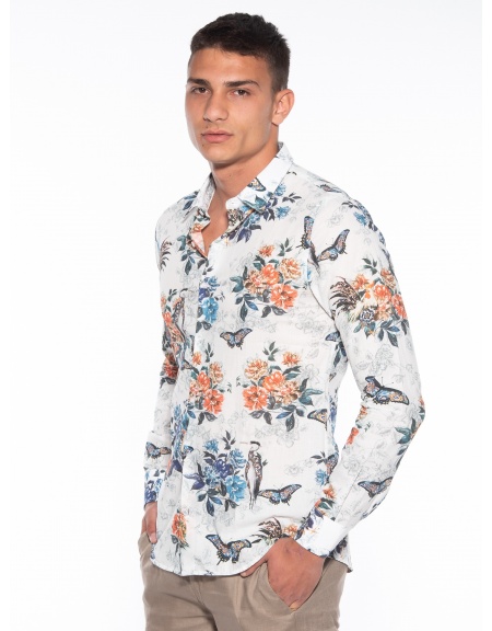 OVER-D Shirt OM834CM Printed - White - Floral OVER-D - 4