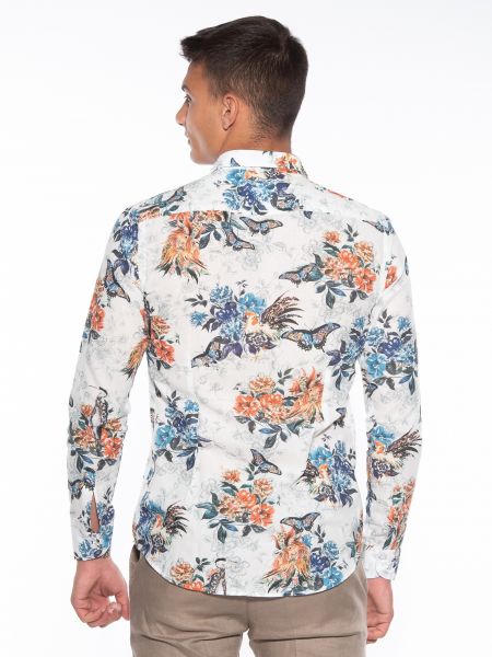OVER-D Πουκάμισο OM834CM Εμπριμέ - Λευκό - Floral OVER-D - 2