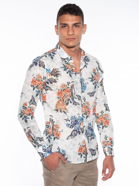 OVER-D Shirt OM834CM Printed - White - Floral OVER-D - 3