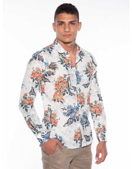 OVER-D Shirt OM834CM Printed - White - Floral OVER-D - 3