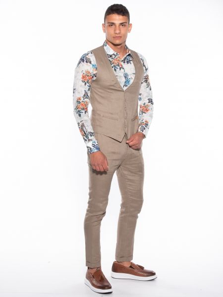 OVER-D Γιλέκο λινό OM566GL Μπεζ OVER-D - 6