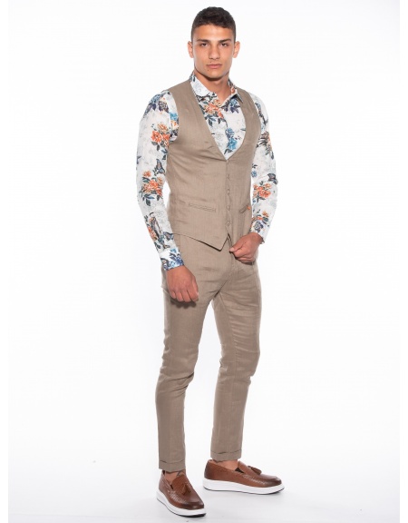 OVER-D Γιλέκο λινό OM566GL Μπεζ OVER-D - 6