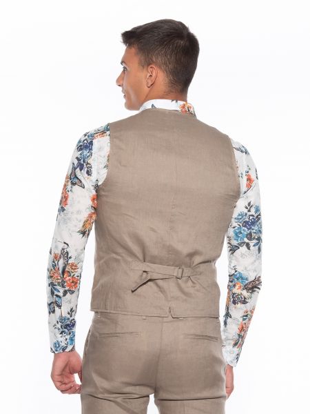 OVER-D Γιλέκο λινό OM566GL Μπεζ OVER-D - 2