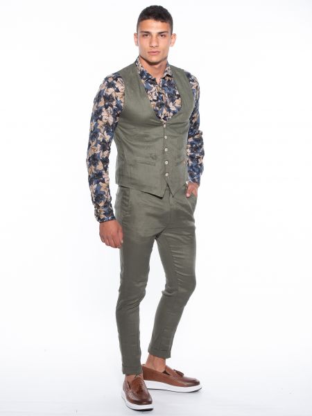 OVER-D Γιλέκο λινό OM566GL Λαδί OVER-D - 6