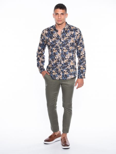 OVER-D Linen shirt OM636CM Floral - Blue - Oil OVER-D - 6