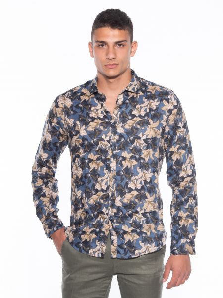 OVER-D Linen shirt OM636CM Floral - Blue - Oil OVER-D - 1
