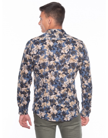 OVER-D Linen shirt OM636CM Floral - Blue - Oil OVER-D - 2