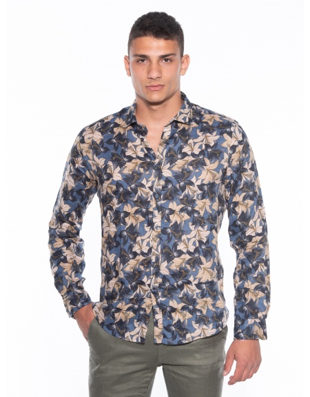 OVER-D Linen shirt OM636CM Floral - Blue - Oil OVER-D - 12